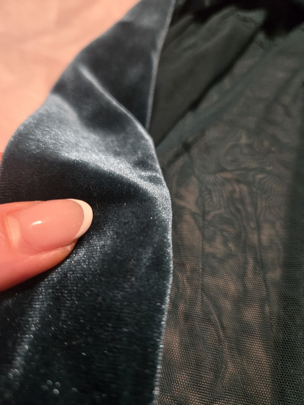 La Senza Sheer Lace Velvet Robe In Dark Emerald Green - Picture 7 of 14